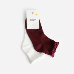 Chaussettes bordeaux et écrues bords élastiqués