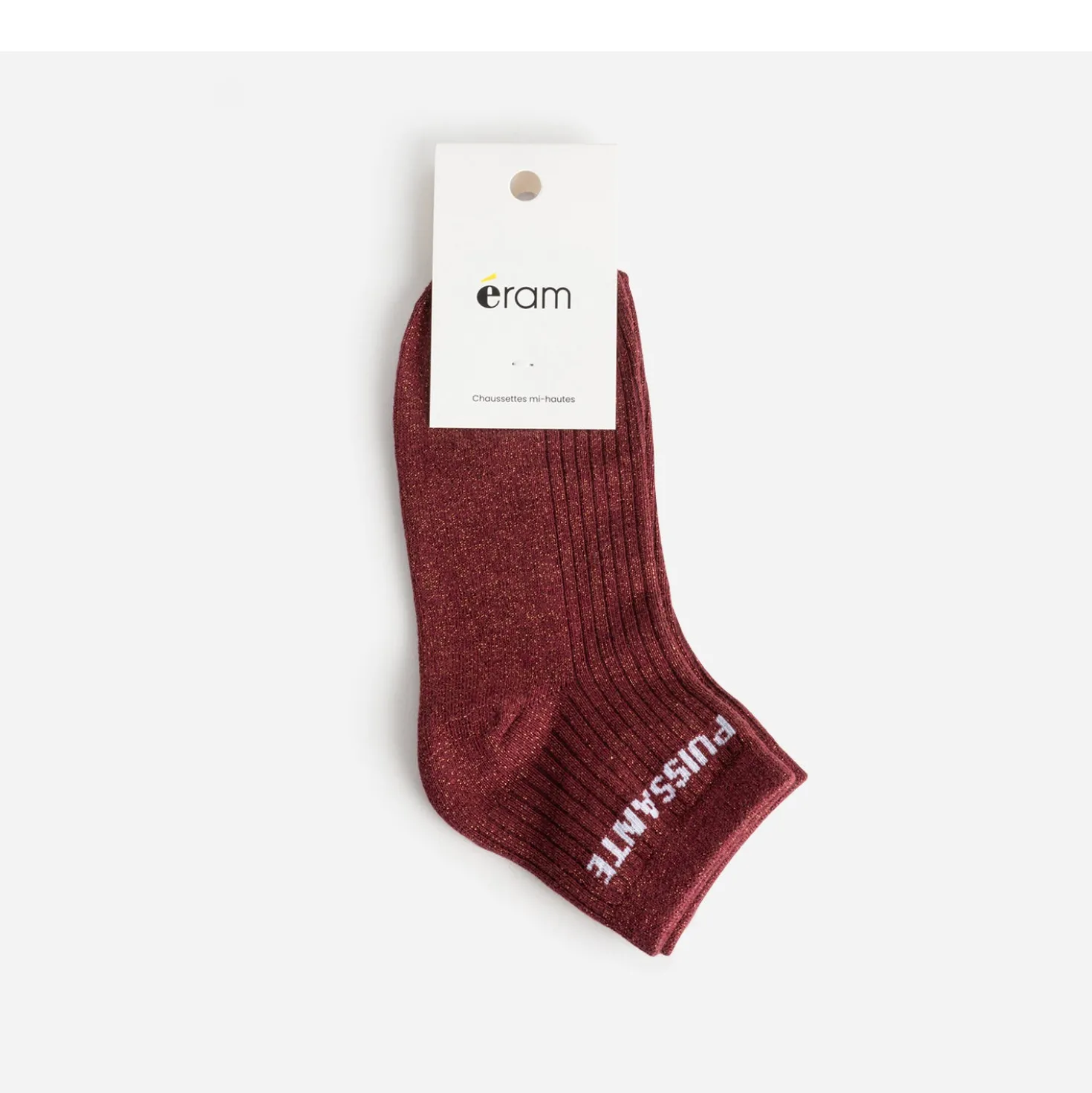Chaussettes bordeaux pailletées à message