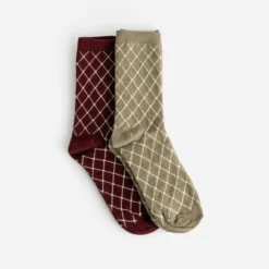 Chaussettes kaki et bordeaux détails dorés