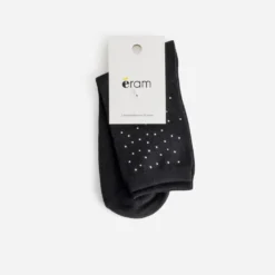 Chaussettes noires décor strass