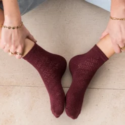 Chaussettes rose et bordeaux pailletées