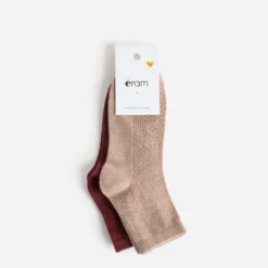 Chaussettes rose et bordeaux pailletées