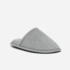 Chausson-mule gris en textile