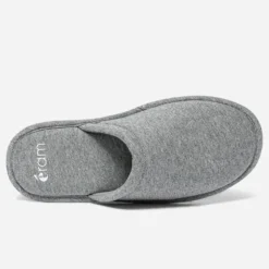Chausson-mule gris en textile