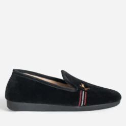 Chausson noir brodé homme