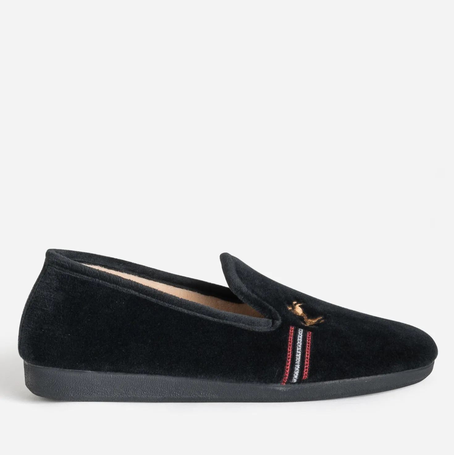 Chausson noir brodé homme