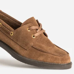 Chaussure bateau camel cuir velours