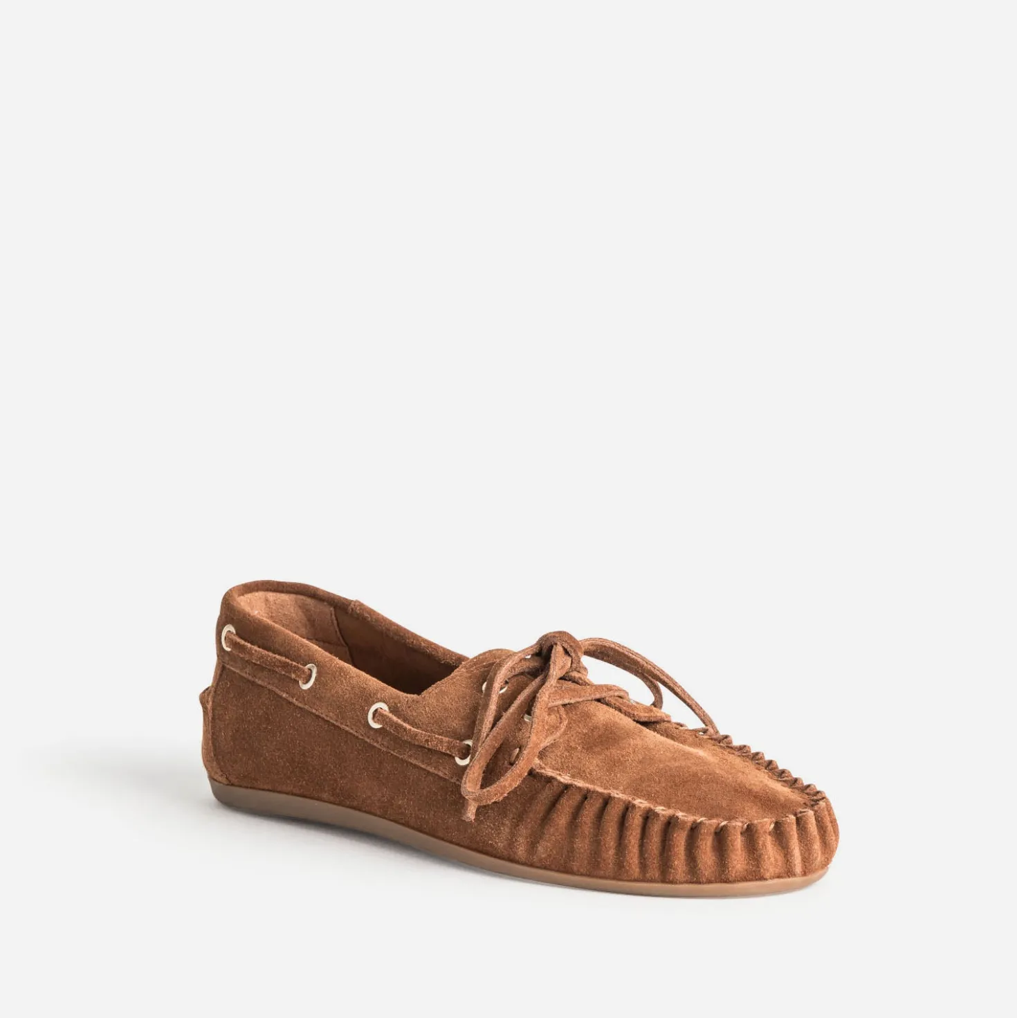Chaussure-bateau camel cuir velours