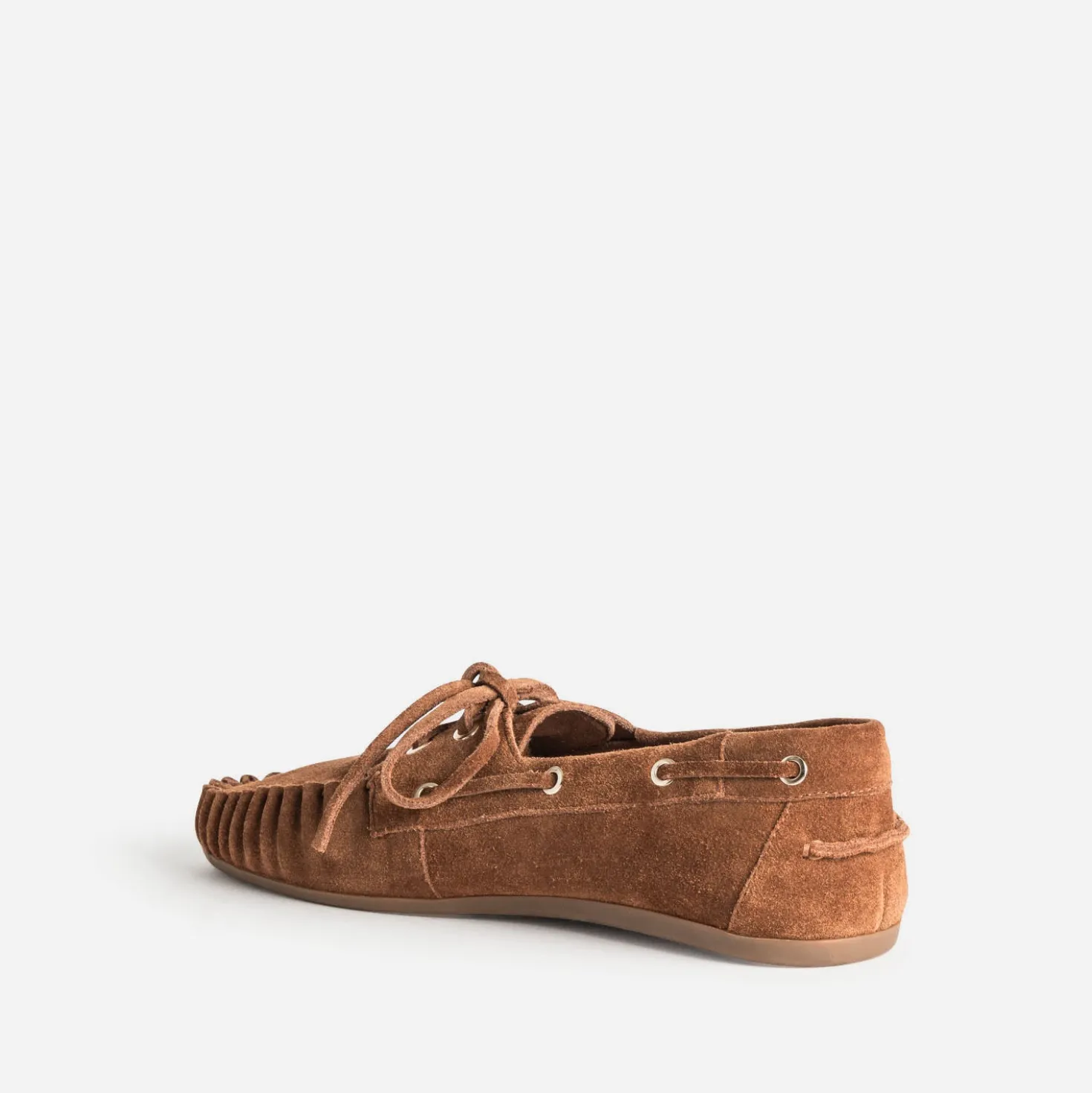 Chaussure-bateau camel cuir velours