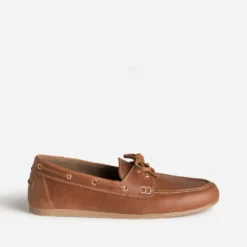 Chaussure-bateau cognac cuir