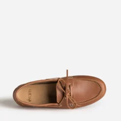 Chaussure-bateau cognac cuir