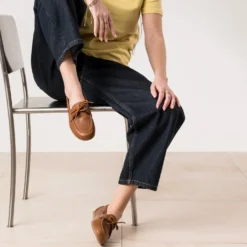 Chaussure-bateau cognac cuir