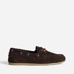 Chaussure-bateau marron cuir velours