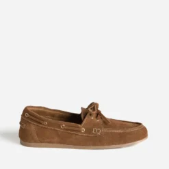 Chaussure-bateau marron cuir velours