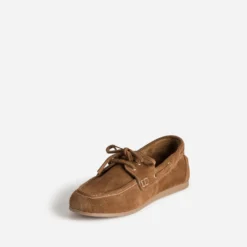 Chaussure-bateau marron cuir velours