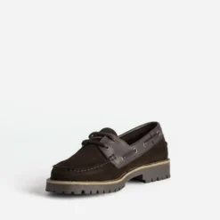 Chaussure-bateau marron cuir velours et cuir