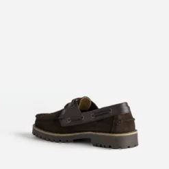 Chaussure-bateau marron cuir velours et cuir