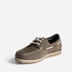 Chaussure-bateau taupe foncé cuir nubuck