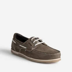 Chaussure-bateau taupe foncé cuir nubuck