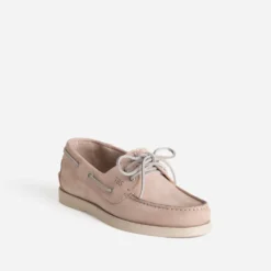 Chaussure bateau TBS rose cuir velours