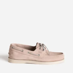 Chaussure bateau TBS rose cuir velours