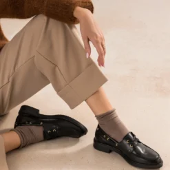 Chaussures bateau noir cuir