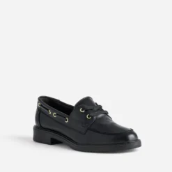 Chaussures bateau noir cuir