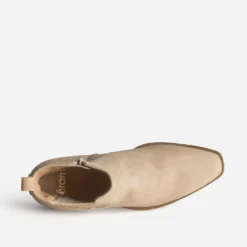 Chelsea boots beige cuir velours
