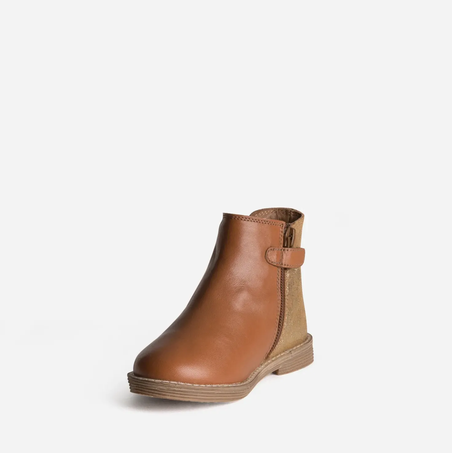 Chelsea boots BUGGY camel et doré cuir
