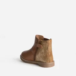 Chelsea boots BUGGY camel et doré cuir