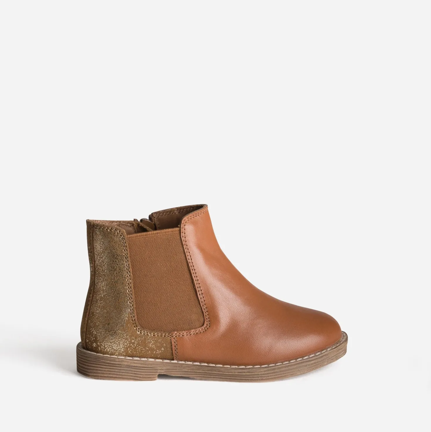 Chelsea boots BUGGY camel et doré cuir