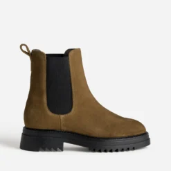 Chelsea boots camel cuir velours semelle crantée