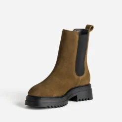 Chelsea boots camel cuir velours semelle crantée