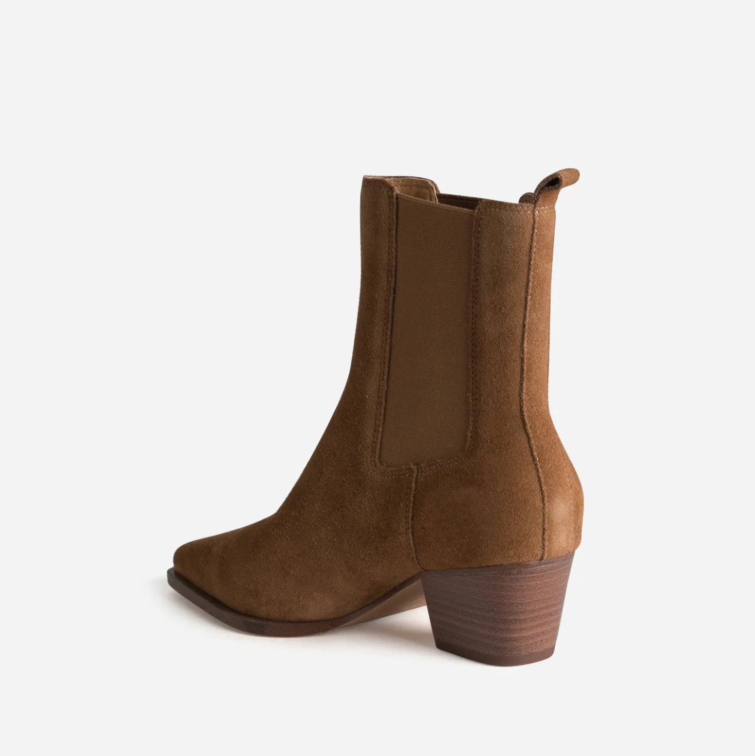 Chelsea boots camel cuir velours
