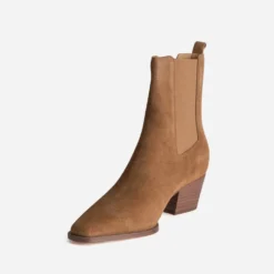 Chelsea boots camel cuir velours