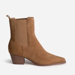 Chelsea boots camel cuir velours