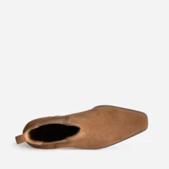 Chelsea boots camel cuir velours