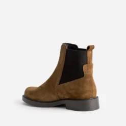 Chelsea boots camel cuir velours