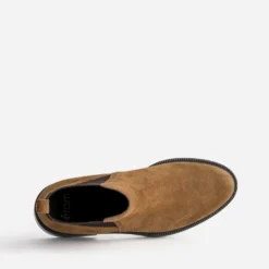 Chelsea boots camel cuir velours