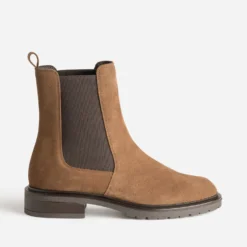 Chelsea boots camel cuir velours