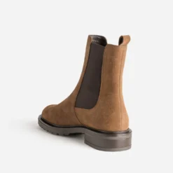 Chelsea boots camel cuir velours