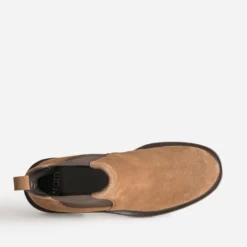 Chelsea boots camel cuir velours