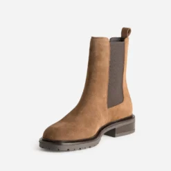 Chelsea boots camel cuir velours