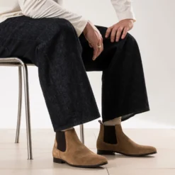 Chelsea boots cognac cuir velours