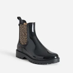 Chelsea boots de pluie IGOR noir détails léopard