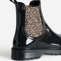 Chelsea boots de pluie IGOR noir détails léopard