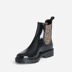 Chelsea boots de pluie IGOR noir détails léopard