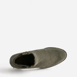 Chelsea boots kaki cuir velours semelle effet gomme
