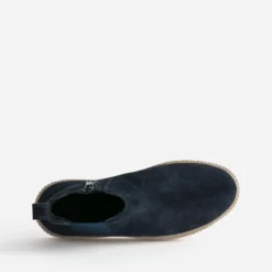 Chelsea boots marine cuir velours semelle effet crêpe