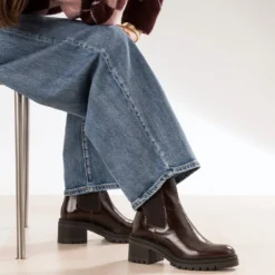 Chelsea boots marron cuir glacé